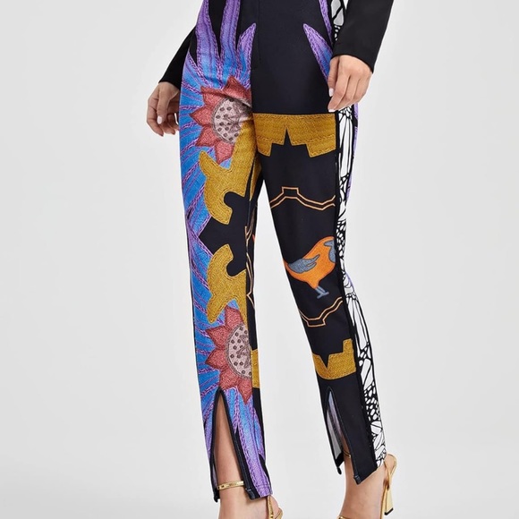 Fabulous Graphic Print Split Hem Stand Out Pants | M - Picture 6 of 9